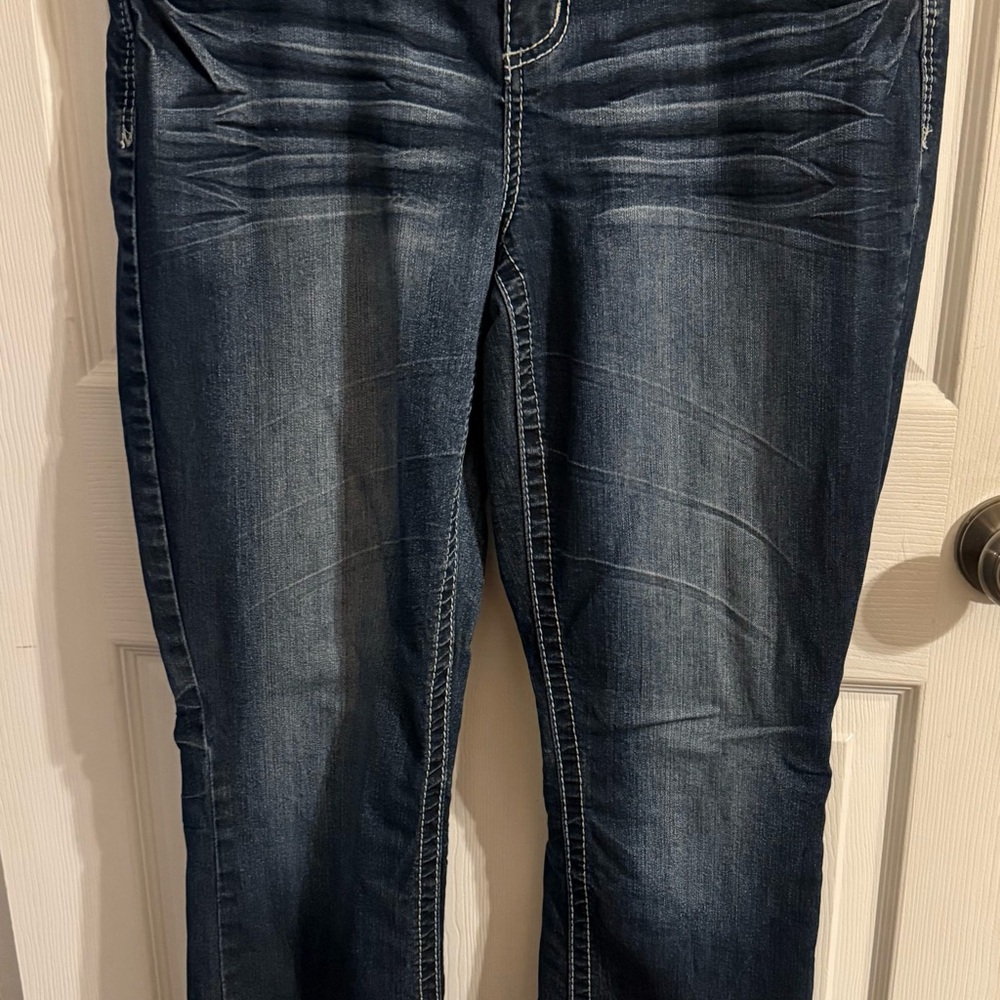 Maurices Blue Skinny Jeans with Faded Details